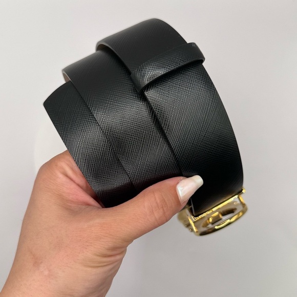 Salvatore Ferragamo Black and Tan Belts with Iconic Gold Buckles - Picture 6 of 6